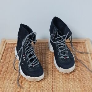 Fila Black and White High-Top Sneakers